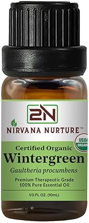 NIRVANA NURTURE WINTERGREEN ESSENTIAL OIL USDA ORGANIC 100 PURE NATURAL PREMIUM GRADE UNDILUTED