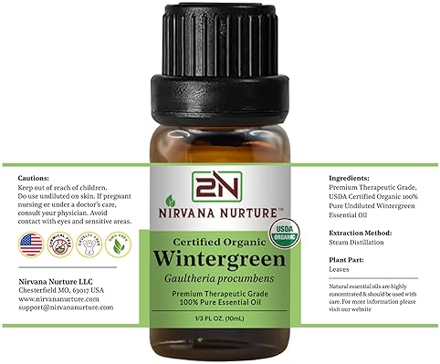 NIRVANA NURTURE WINTERGREEN ESSENTIAL OIL USDA ORGANIC 100 PURE NATURAL PREMIUM GRADE UNDILUTED
