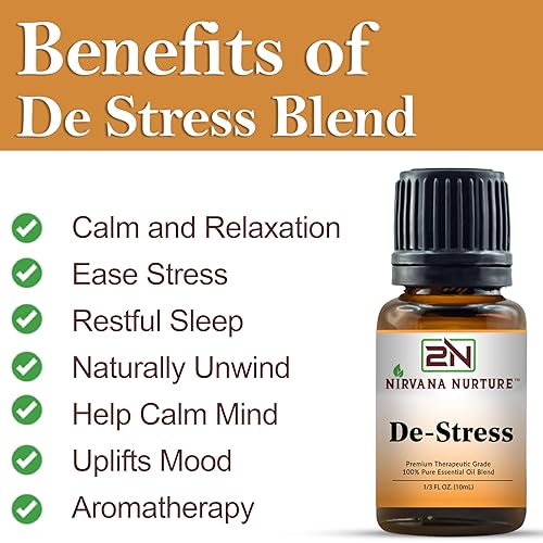 NIRVANA NURTURE DE STRESS BLEND 100 PURE NATURAL AROMATHERAPY OIL PREMIUM GRADE, UNDILUTED, MOOD BOOSTER
