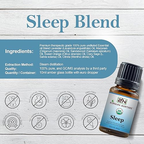 NIRVANA NURTURE USDA ORGANIC SLEEP BLEND 100 PURE, PREMIUM AROMATHERAPY FOR CALM RELAXATION