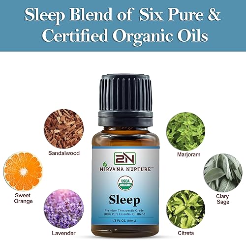 NIRVANA NURTURE USDA ORGANIC SLEEP BLEND 100 PURE, PREMIUM AROMATHERAPY FOR CALM RELAXATION