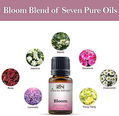 NIRVANA NURTURE BLOOM BLEND 100 PURE NATURAL AROMATHERAPY OIL PREMIUM MOOD BOOSTER FOR CALM RELAXATION
