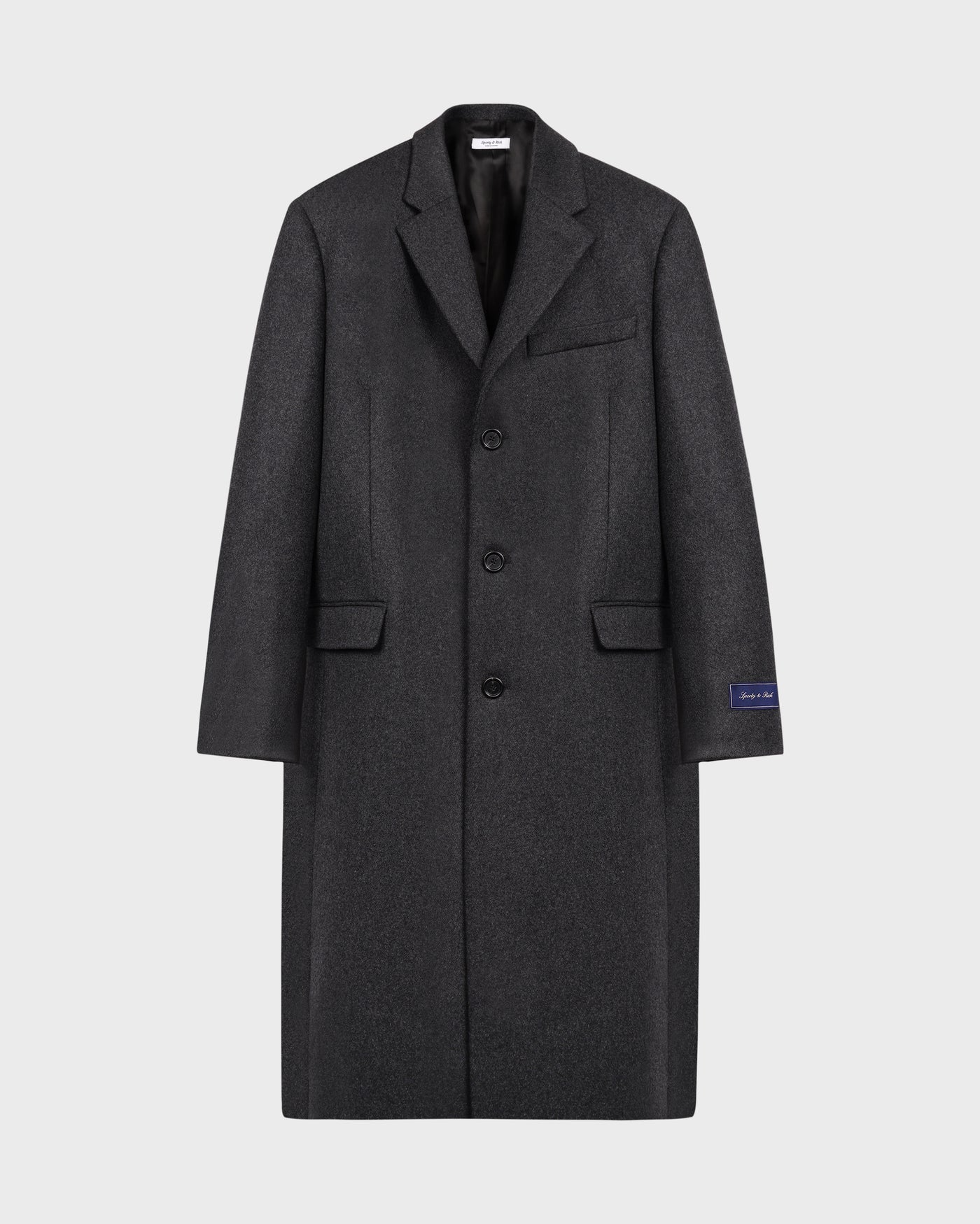 SPORTY&RICH SIGNATURE LOGO WOOL OVERCOAT MEN - DARK GRAY