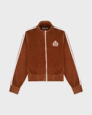 SPORTY&RICH NY CREST ELIO VELOUR TRACK JACKET - TOBACCO