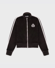 SPORTY&RICH NY CREST ELIO VELOUR TRACK JACKET - CHOCOLATE