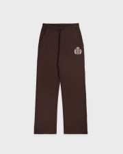 SPORTY&RICH NY CREST EMBROIDERED WIDE SWEATPANT - CHOCOLATE