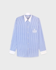 SPORTY&RICH NY CREST OVERSIZED SHIRT - NAVY STRIPE