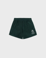 SPORTY&RICH CROWN TENNIS VELOUR SHORT - FOREST/ECRU