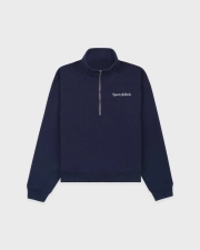 SPORTY&RICH PLAY TENNIS QUARTER ZIP - NAVY/WHITE