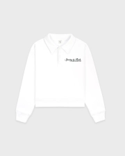 SPORTY&RICH SYRACUSE EMBROIDERED POLO - WHITE/FOREST