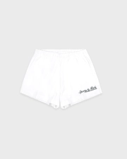 SPORTY&RICH SYRACUSE EMBROIDERED DISCO SHORT - WHITE