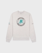SPORTY&RICH ADIDAS TRACK & FIELD CREWNECK - HEATHER GRAY/FADED BLACK/TEAL