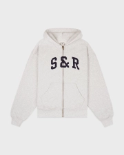 SPORTY&RICH S&R IVY ZIP HOODIE - HEATHER GRAY/NAVY