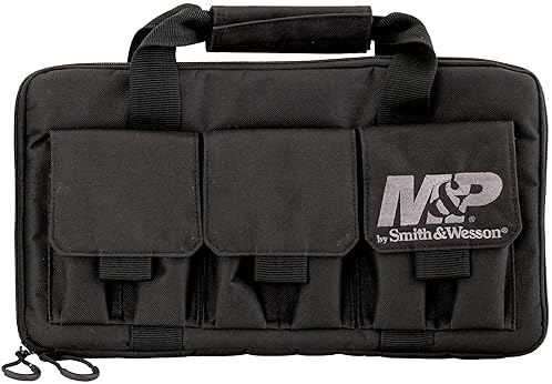 SMITH WESSON M P PRO TAC PADDED HANDGUN CASE WITH BALLISTIC FABRIC EXTERNAL POCKETS