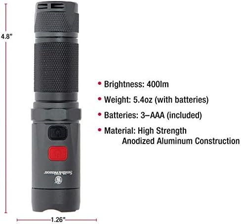 SMITH WESSON NIGHT GUARD MICRO FLASHLIGHT COMPACT, DURABLE EDC LIGHT FOR OUTDOOR, SURVIVAL, HUNTING