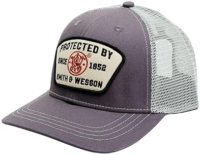 SMITH WESSON MENS ADJUSTABLE SNAPBACK TRUCKER HAT - 6-PANEL MESH BASEBALL CAP, ONE SIZE