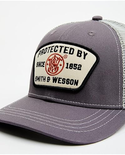 SMITH WESSON MENS ADJUSTABLE SNAPBACK TRUCKER HAT - 6-PANEL MESH BASEBALL CAP, ONE SIZE