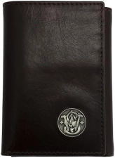 SMITH WESSON HANDMADE 100 LEATHER TRIFOLD WALLET FOR MEN, BLACK BROWN, GIFT IDEA