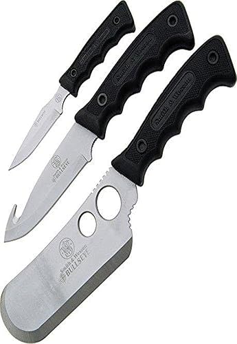 SMITH WESSON BULLSEYE 3-PIECE CAMPING KNIFE SET 3CR13 STEEL BLADES RUBBER HANDLES EDC
