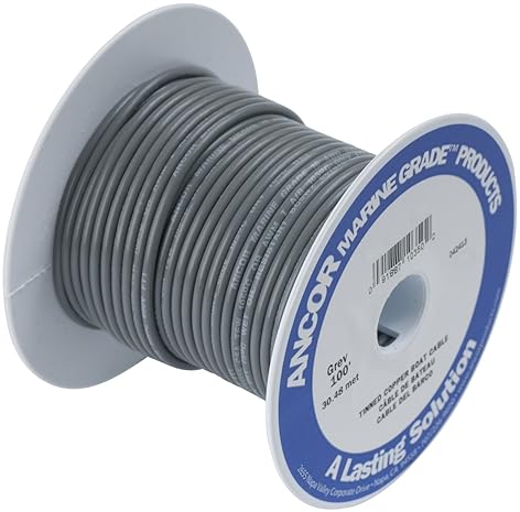 ANCOR 184403 MARINE GRADE 14-GAUGE TINNED COPPER BOAT WIRING CABLE, 18-FEET GREY
