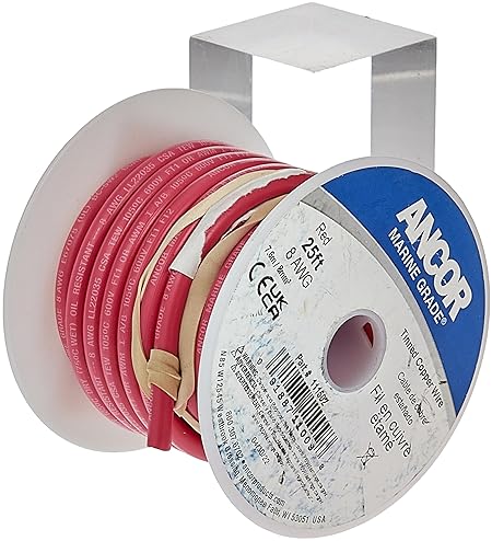 ANCOR 111505 8-GAUGE RED MARINE GRADE TINNED COPPER BATTERY CABLE 50-FEET
