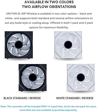 LIAN LI UNI FAN SL-INFINITY WIRELESS 120MM ARGB FAN BLACK - DOUBLE INFINITY MIRROR, DAISY-CHAIN