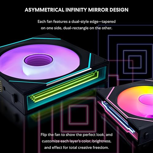 LIAN LI UNI FAN SL-INFINITY WIRELESS 120MM ARGB FAN BLACK - DOUBLE INFINITY MIRROR, DAISY-CHAIN