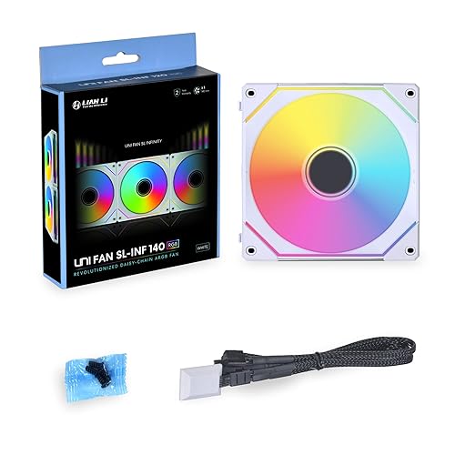 LIAN LI UNI FAN SL-INFINITY 140MM ARGB WHITE FAN SINGLE PACK WITH DAISY-CHAIN DESIGN