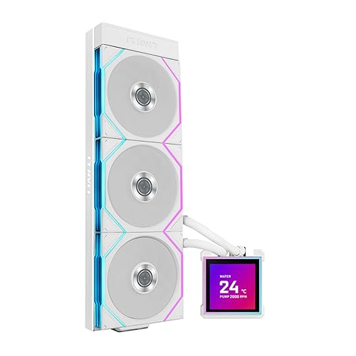 LIAN LI HYDROSHIFT II 360MM ARGB LIQUID CPU COOLER WITH 3.4 LCD, LOW-NOISE FANS, WHITE