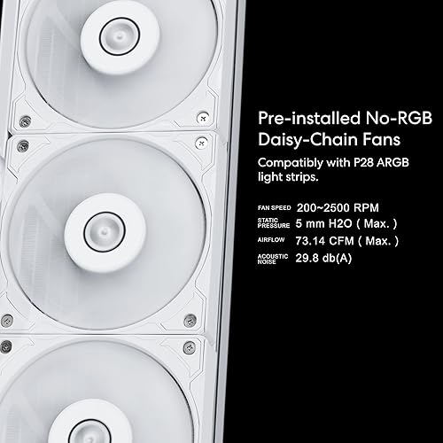 LIAN LI HYDROSHIFT 360 AIO LIQUID COOLER WITH 3X 28MM FANS, 2.88 LCD, LGA AM5 WHITE
