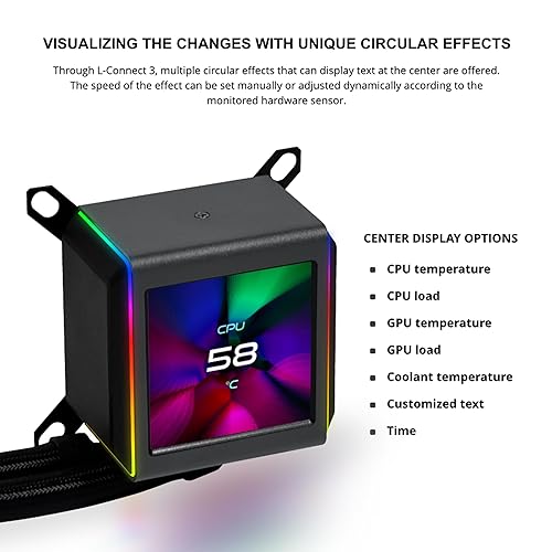 LIAN-LI GALAHAD II 360MM ARGB LCD CPU LIQUID COOLER COMPATIBLE WITH INTEL AMD SOCKETS BLACK