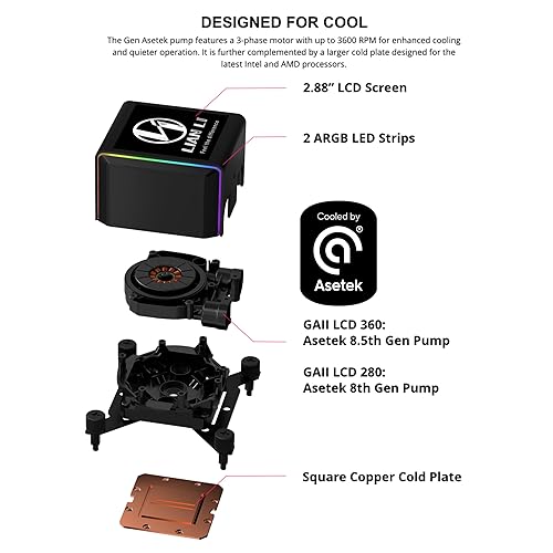 LIAN-LI GALAHAD II 360MM ARGB LCD CPU LIQUID COOLER COMPATIBLE WITH INTEL AMD SOCKETS BLACK