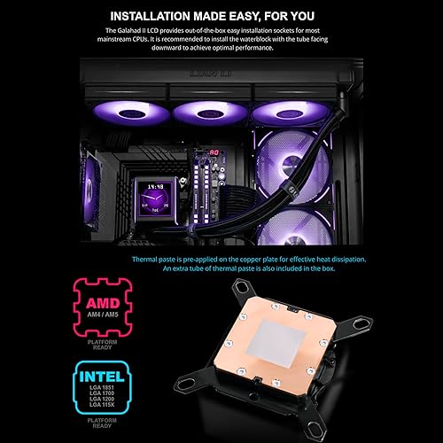 LIAN LI GALAHAD II 280MM AIO LIQUID COOLER WITH 2X140MM RGB FANS 2.88 IPS LCD SCREEN