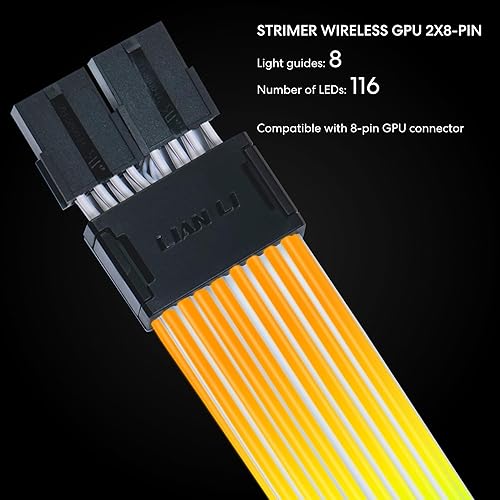 LIAN LI STRIMER WIRELESS 8-PIN ADDRESSABLE RGB POWER EXTENSION CABLE 2.4GHZ 15 LED STRIP