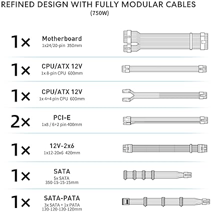 LIAN LI SP V2 750W SFX POWER SUPPLY 80 GOLD, LOW NOISE, ATX 3.1, PCIE 5.0, WHITE