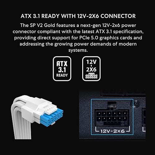 LIAN LI SP V2 850W SFX POWER SUPPLY 80 GOLD, LOW NOISE, ATX 3.1, PCIE 5.0, WHITE