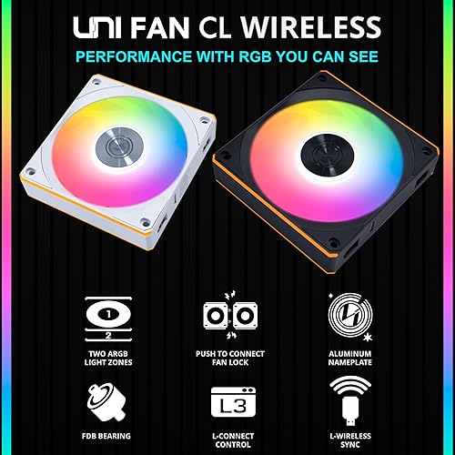 LIAN LI UNI FAN CL120 ARGB PWM REVERSE BLADE PC CASE FAN - WIRELESS RGB CONTROL, BLACK