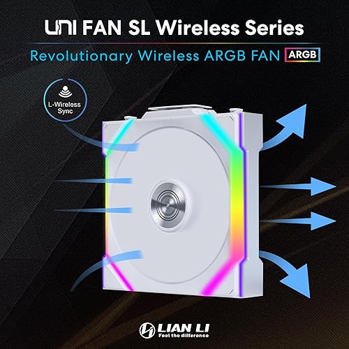 LIAN LI UNI FAN SL 120MM WIRELESS ARGB FAN WHITE SINGLE PACK 2.4GHZ DAISY-CHAIN CONTROL