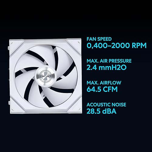 LIAN LI UNI FAN SL 120MM WIRELESS ARGB FAN WHITE SINGLE PACK 2.4GHZ DAISY-CHAIN CONTROL