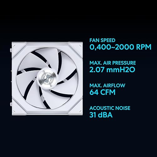 LIAN LI UNI FAN SL WIRELESS 120MM ARGB REVERSE BLADE WHITE - SINGLE PACK, 2.4GHZ CONTROL