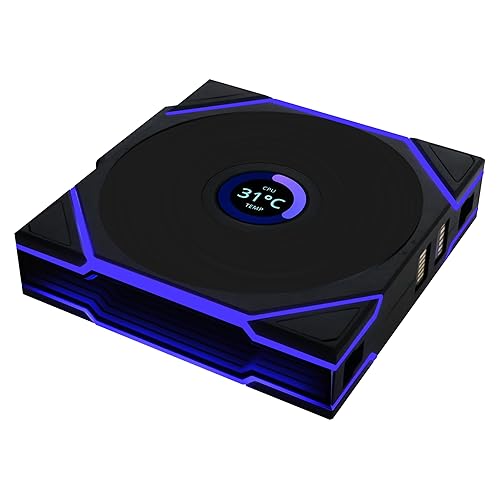 LIAN LI UNI FAN TL LCD 120MM WIRELESS ARGB FAN SINGLE PACK BLACK NO CONTROLLER INCLUDED