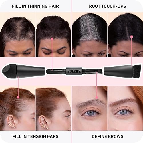 BOLDIFY FOUR-ENDED HAIRLINE POWDER BRUSH WITH SPONGE TIP FOR HAIR CONCEALER ROOT TOUCH UP