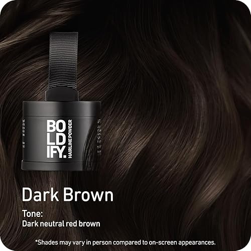 BOLDIFY HAIRLINE POWDER DARK BROWN ROOT TOUCH UP, GRAY COVERAGE BALD SPOT CONCEALER