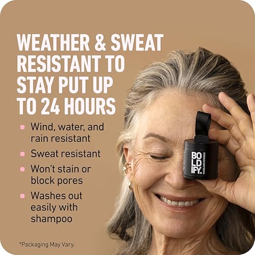 BOLDIFY MEDIUM BLONDE HAIRLINE POWDER 10G GRAY COVERAGE, BALD SPOT CONCEALER, STAIN-PROOF