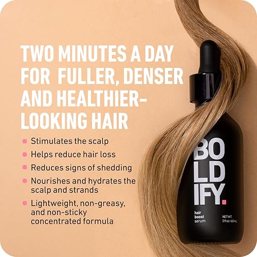 BOLDIFY HAIR GROWTH SERUM 2OZ 30 NATURAL BOOSTERS 4 PEPTIDES FOR THICKER, FULLER HAIR