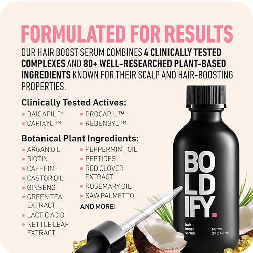 BOLDIFY HAIR GROWTH SERUM 2OZ 30 NATURAL BOOSTERS 4 PEPTIDES FOR THICKER, FULLER HAIR