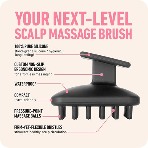 BOLDIFY SILICONE SCALP SCRUBBER HAIR MASSAGER BRUSH FOR HAIR GROWTH, DANDRUFF REMOVAL, WATERPROOF