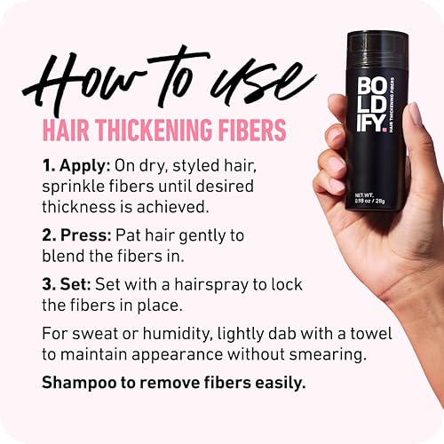 BOLDIFY HAIR FIBERS 12G - THICKEN THINNING HAIR INSTANTLY, 14 SHADES, MEDIUM BROWN