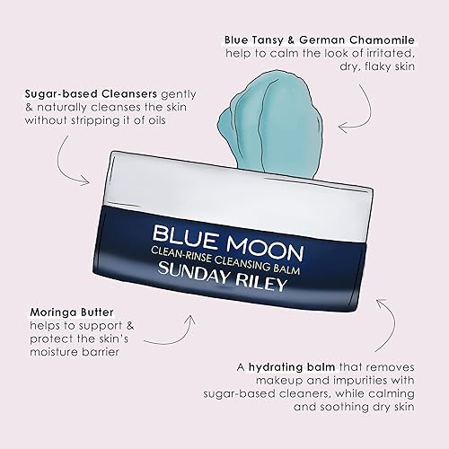 SUNDAY RILEY BLUE MOON CLEANSING BALM 3.5 OZ DEEP CLEANSING MAKEUP REMOVER SKIN DETOX