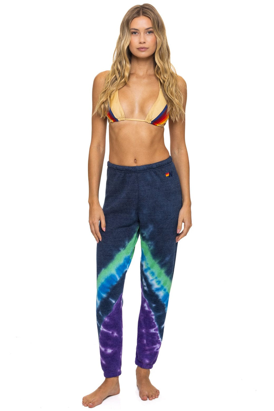 AVIATOR NATION HAND DYED V SWEATPANTS - TIE DYE MIDNIGHT // PURPLE
